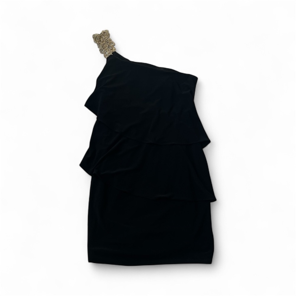 Betsy & Adam Black cocktail Dress with Gold Detail
